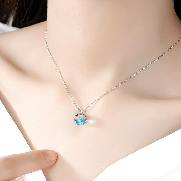 Bluelans Collier Pendentif Queue de Poisson Creuse en Faux Cristal Chaîne Clavicule Bijoux pour Femmes