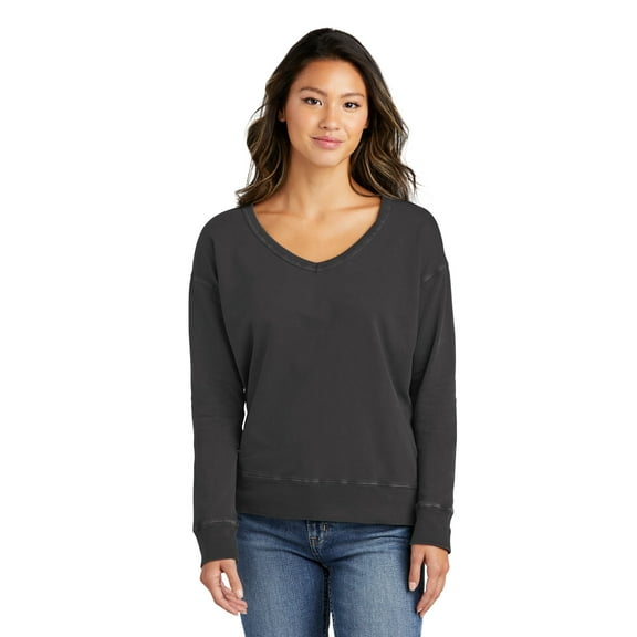 Port & Company Ladies Beach Wash Garment-Dyed V-Neck Sweatshirt LPC098V