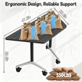 thumbnail image 2 of 8 Pcs Folding Conference Table with Wheels,47.2in Flip-Top Conference Tables,Mobile Training Table for 2-12 Person,Trapezoid Design,for Classrooms & School Office Spaces(Ebony), 2 of 8