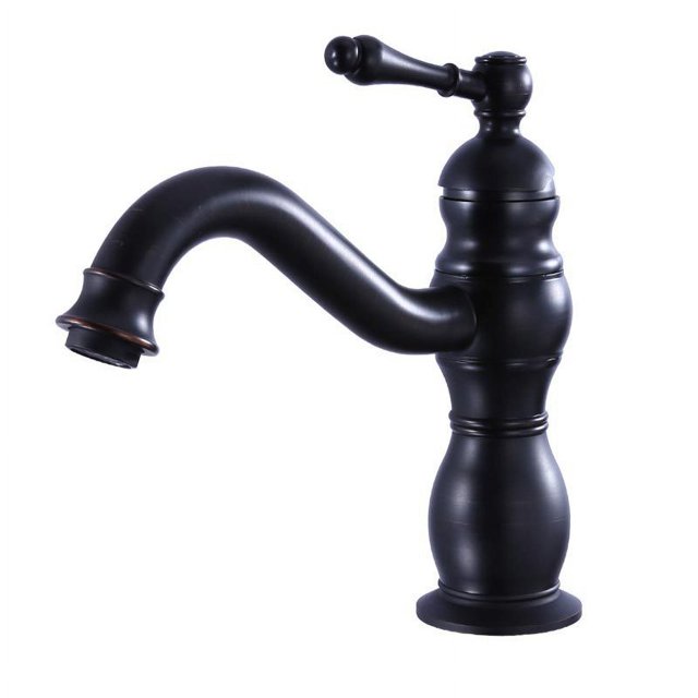 Grifo de latón antiguo con grifo de lavabo giratorio de 360 grados para agua caliente y fría, grifo de lavabo alto con cabezal de agua negro