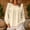 Beige, variant on Women's Round Neck Ruffle Shoulder Cuff Puff Long Sleeve Cotton Linen Crinkled Loose Casual Blouse Spring Summer Tops S-XXL