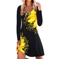 thumbnail image 1 of Gvmfive Women's Floral Print Zipper V-Neck Long Sleeve Casual Mini Dress, 1 of 3