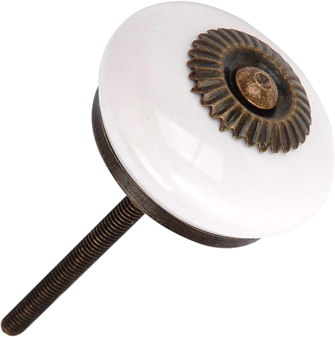 Vintage Cabinet Knobs, 6Pack Round Ceramic Drawer Knobs Set, White Decorative Handles Pulls for Doors, Closet, Drawers, Dresser, 1.4 Inches Drawer Pulls and Knobs