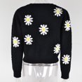 thumbnail image 4 of Lovskoo Sweaters for Women Comfortable Little Daisy Printing Long Sleeve Round Neck Sweater Top Black, 4 of 6