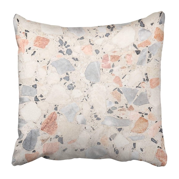 BOSDECO Blanc Intérieur Terrazzo Sol Marbre Noir Architecture Abstraite Taie d'Oreiller de Base pour Salle de Bain Housse de Coussin 16x16 Pouces