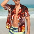 thumbnail image 5 of KLL Men's Hawaiian Shirt Short Sleeve Button Down Beach Shirts-Red Leaf Flame Fox, 5 of 5