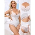 thumbnail image 3 of DARING DIVA Women's Lace Shapewear Bodysuit V Neck Push Up Camisole L White, 3 of 6