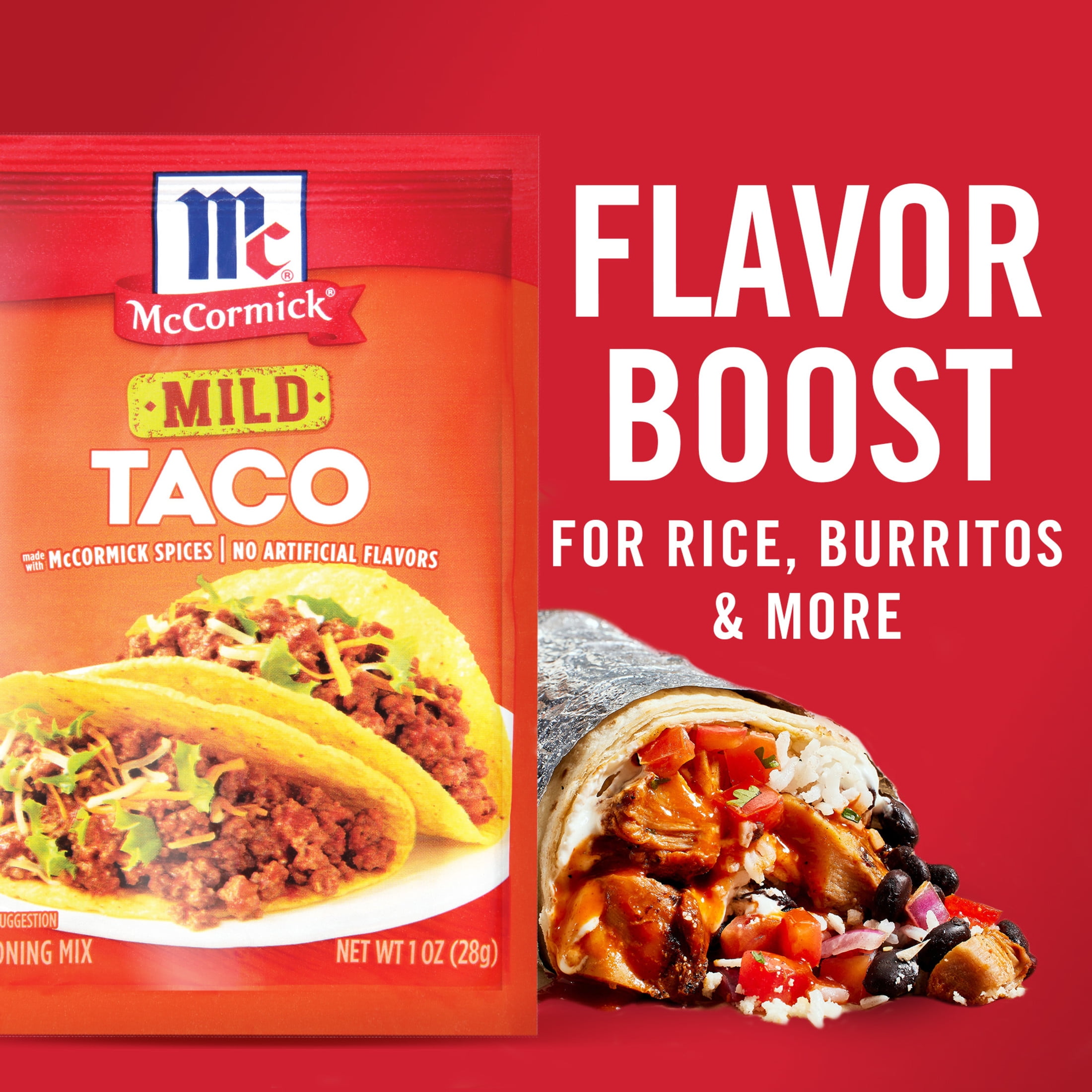 (24 pack) McCormick Mild Taco Seasoning Mix, 1.0 oz Packet