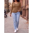 thumbnail image 5 of Cueply Long Sleeve Thermal Shirts for Women Lace Fleece Lined Stretch V Neck Tops Undershirt Base Layer, 5 of 8