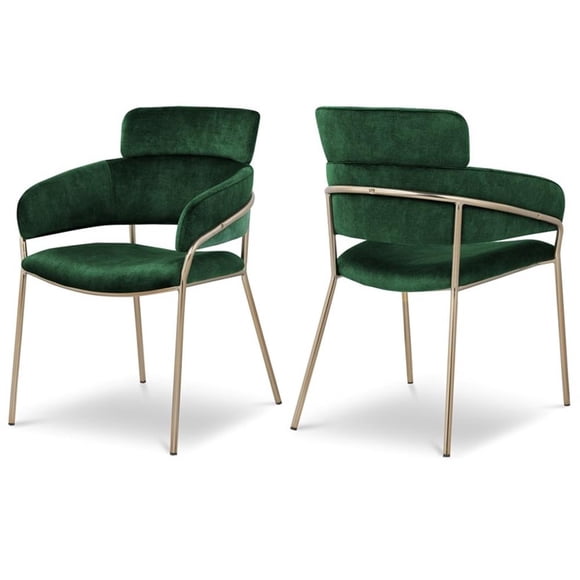 Bowery Hill Contemporary Green Velvet Dining Chair (Set of 2)