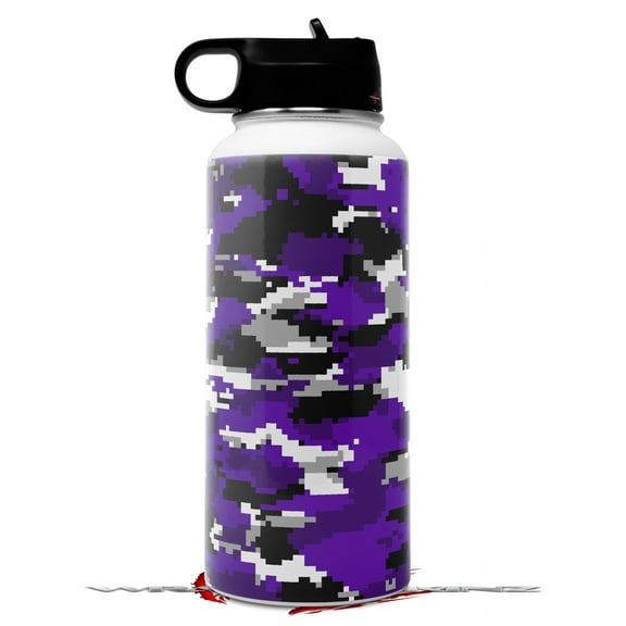 Skin Wrap Decal compatible with Hydro Flask Wide Mouth Bottle 32oz WraptorCamo Digital Camo Purple (BOTTLE NOT INCLUDED)