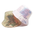 thumbnail image 5 of WCJM A Purple Sequins Bucket Hat For Women Men Glitter Sequins Strips Fisherman Hat Unisex Reversible Sun Hat For Beach Outdoor, 5 of 7