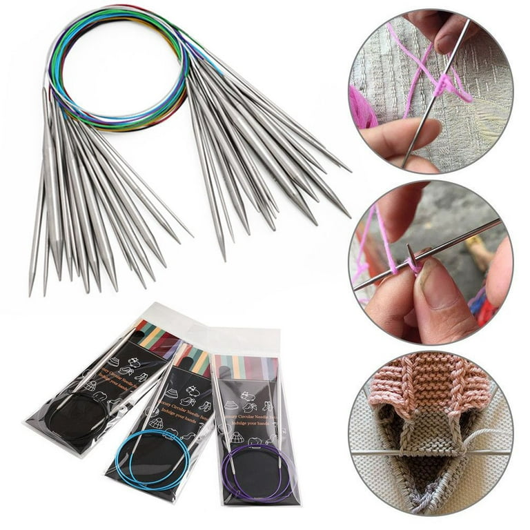 QZLKNIT Mini 21cm Circular Sock Knitting Needles Metal Weaving Needlework  Tools Wool Cotton Yarn DIY Knit Accessories