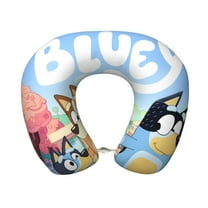Saiise Bluey Print Travel Pillow,Memory Foam U Shaped Neck Pillow,Portable Headrest Great for Airplane Chair, Car,Home,Office,Sleeping Rest Cushion