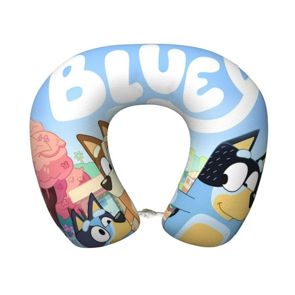 Saiise Bluey Print Travel Pillow,Memory Foam U Shaped Neck Pillow,Portable Headrest Great for Airplane Chair, Car,Home,Office,Sleeping Rest Cushion