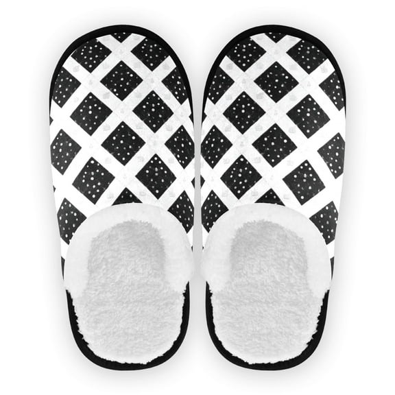 Iauyy Women's Men's Slippers, Non-Slip Travel Unisex Cotton Flannel House Shoes or Spa Slippers ,with Small Dots