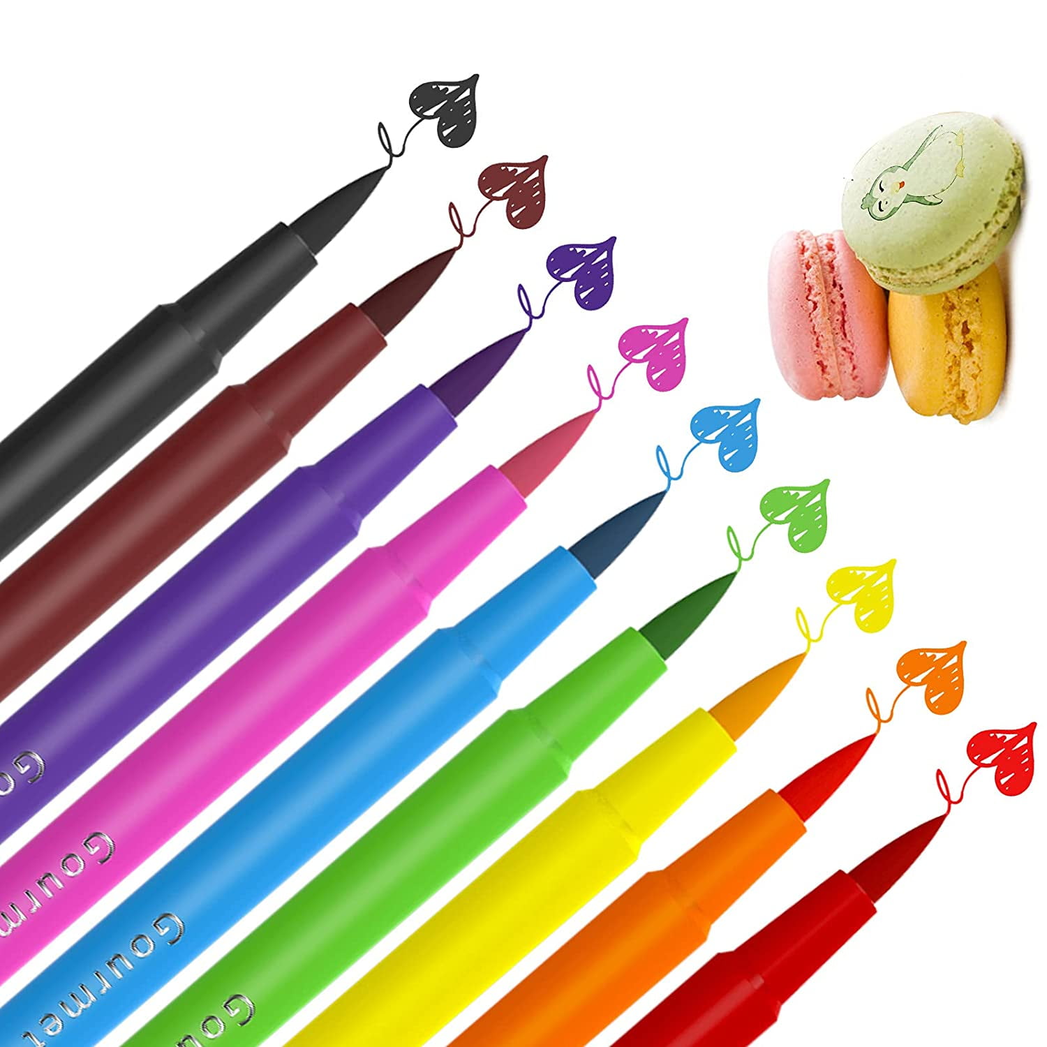10PC Coloured ~THICK & THIN~ Non-Toxic Felt Tip Pens Childrens Crafts Colouring 