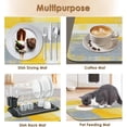 thumbnail image 4 of Coffee Mat for Countertops, Yellow White Grey Abstract Modern Dish Drying Mat 2 Pcs for Kitchen Coffee Bar Accessories, Fit Under Coffee Maker Espresso Machine Dish Rack Hide Stain Rubber 12x19in, 4 of 6