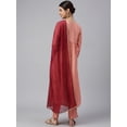 thumbnail image 6 of Janasya Indian Women's Peach Poly Silk Solid Kurta with Pant and Dupatta, 6 of 9