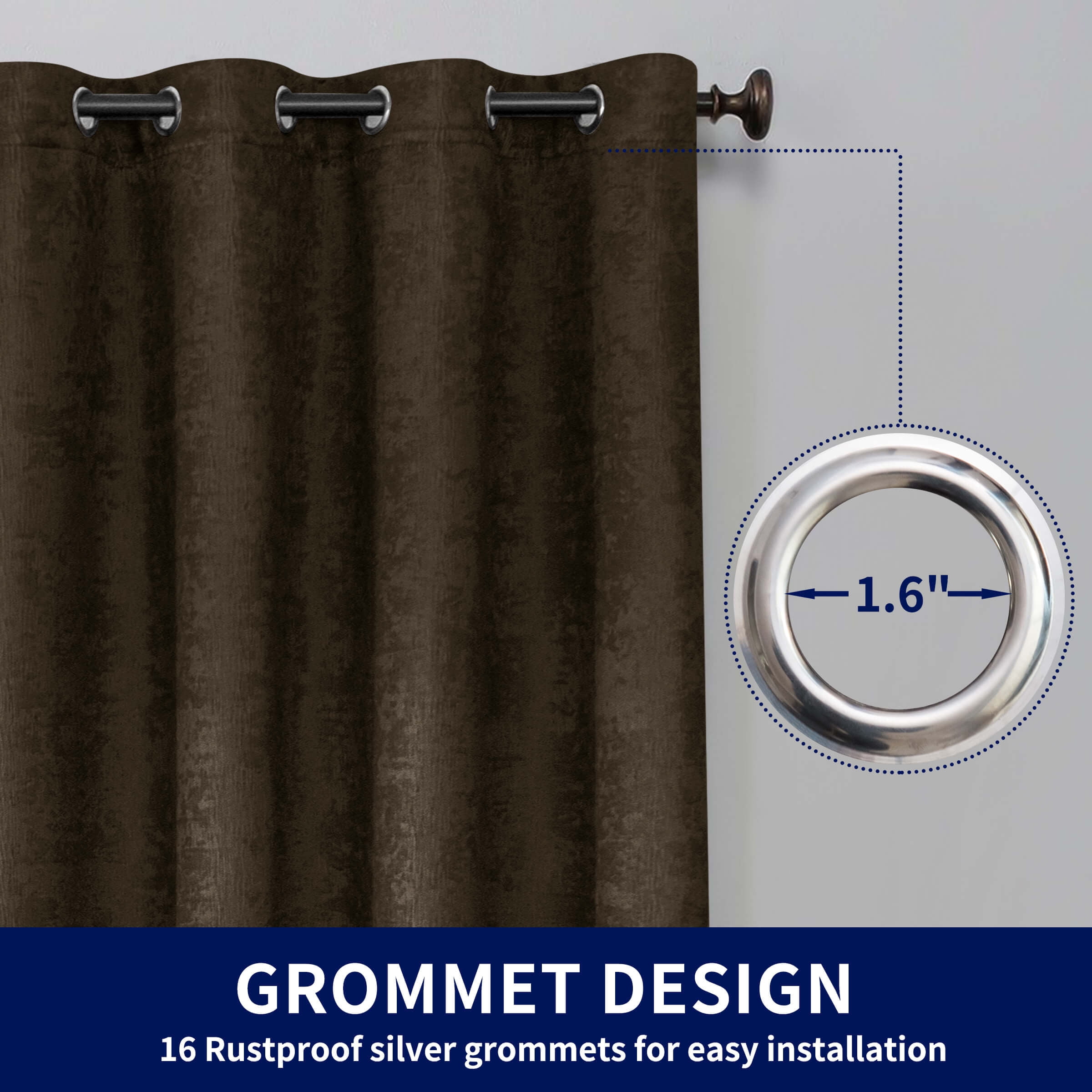 Subrtex Blackout Curtains Room Grommet Curtain Thermal Insulated Drapes, Set of 2, Olive Brown, 53"x63"