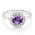 thumbnail image 2 of Gem Stone King 925 Sterling Silver Engagement Ring Amethyst and Moissanite (1.44 Cttw) (Size 9), 2 of 4