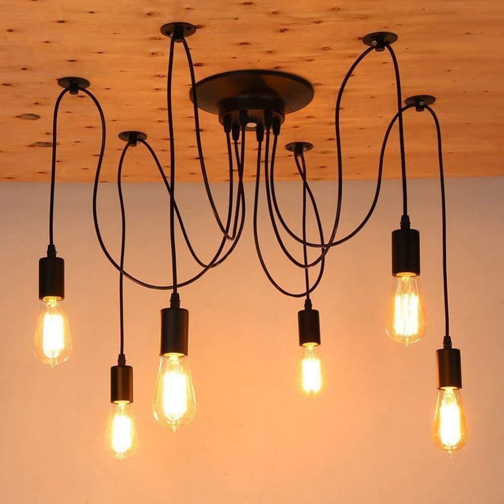 Bright Ajustable DIY Ceiling Spider Light Rustic Chandelier Industrial Hanging Light - Walmart ...