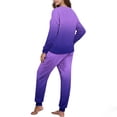 thumbnail image 4 of REORIAFEE 2 Piece Lounge Set Women Fleece Warm Pajama Long Sleeve Top and Jogger Gradient Soft Sleepwear Purple S-2XL, 4 of 7