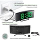 thumbnail image 5 of Reloj despertador digital para dormitorios Pantalla de espejo LED de 7 '' 2 Brillo 12/24H Temperatura Fecha Luz nocturna Posponer Carga USB y funciona con pilas Verde, 5 of 5