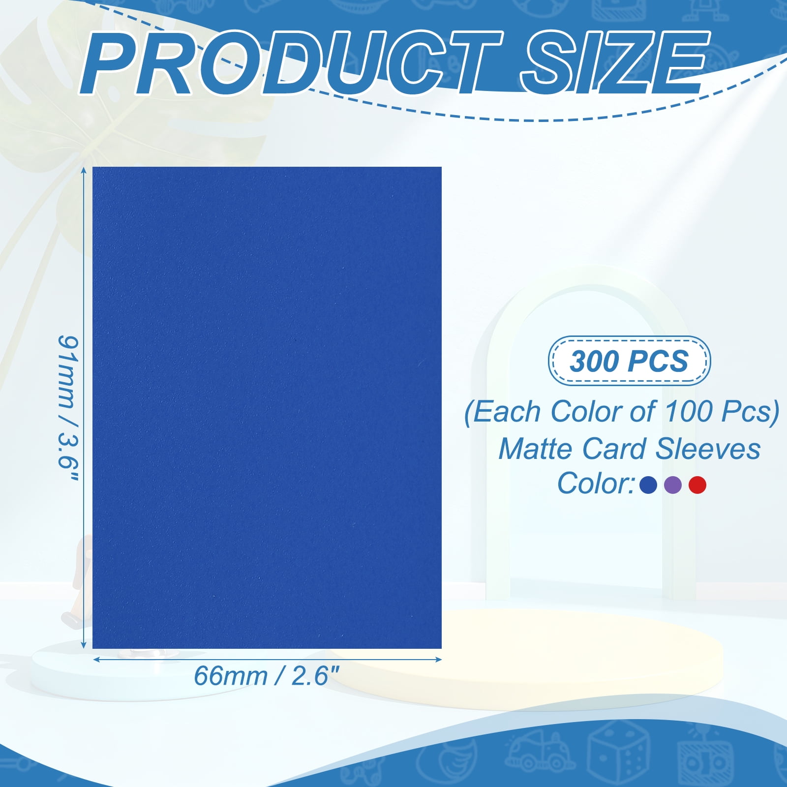 Uxcell Matte Card Sleeves, Trading Card Sleeves Deck Protectors Perfect for Trading Cards & Baseball & Sports & Magic Gathering & Magic Game Cards (Purple/Red/Blue, 300 Pcs)
