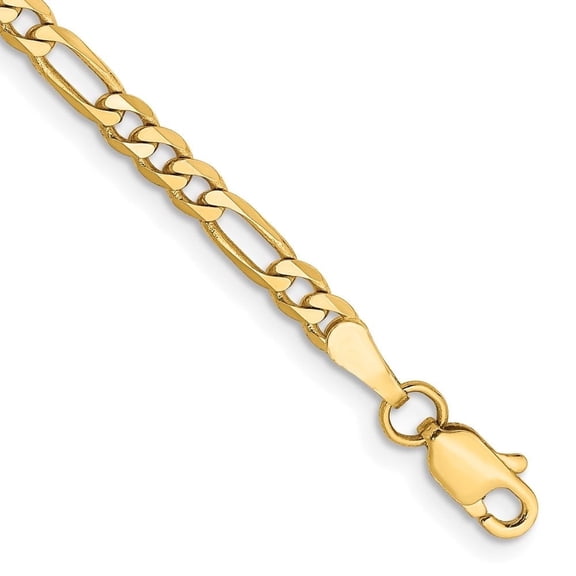 Diamond2Deal Mother's Day Gift 14K Yellow Gold 3mm Flat Figaro Chain Bracelet for Women 6"