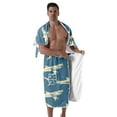 thumbnail image 4 of Colevkie 2 Pieces Bath Wrap Set for Men Bath Skirt & Shower Towel Soft Adjustable Beach Towel Wearable Shower Skirt for Home Bathroom Sauna Printed Sharks Pattern, 4 of 7