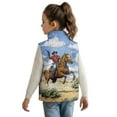 thumbnail image 3 of Uorisanigo Girls Boys Zippered Vest Sleeveless Zip Front Cowboy Horse Jacket Fashion Trendy Clothes Age 2-12 Soft and Lightweight Kids Waistcoat Tops Fall Winter Warm Outwear, 3 of 7
