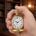 thumbnail image 5 of Minzimin Smooth Vintage Pocket Watch with Chain, Arabic Numerals Scale Mens Watch Christmas Graduation Birthday Gifts Fathers Day, 5 of 9