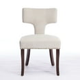 thumbnail image 2 of Dining Chairs Mid Century Modern Dining Chairs Set of 2, Farmhouse Linen Fabric Upholstered Accent Chair Curved Backrest with Copper Nails around,Kitchen Chairs with Hardwood Frame, Beige,Wooden Dini, 2 of 20
