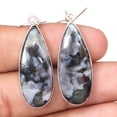 thumbnail image 2 of Larvikite Jasper Gemstone Handmade Silver Jewelry Earrings 1.5'', 2 of 3