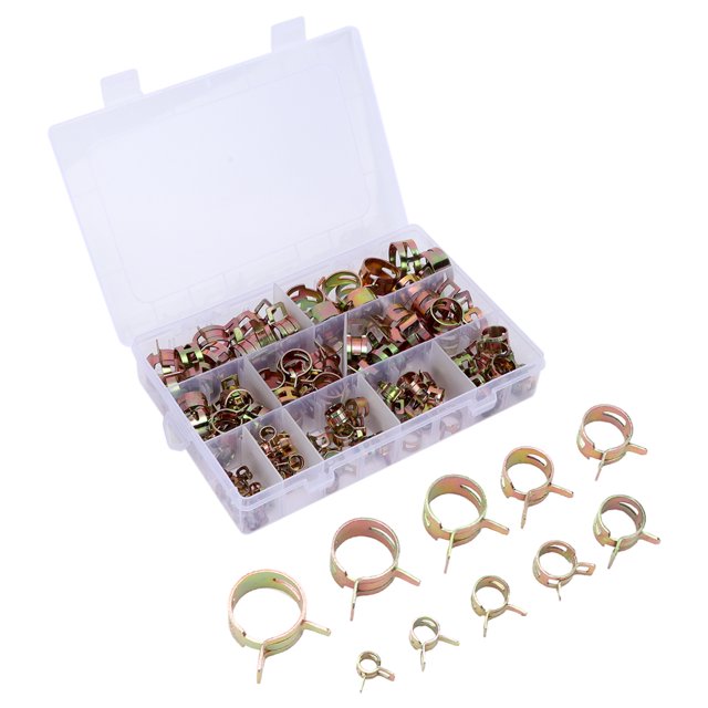 LAFGUR Fuel Hose Fastener,Air Tube Clip,100pcs Spring Clips Clamps Assortment Kit For Air Hose Water Pipe Automotive Fuel Line
