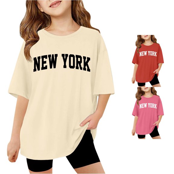 Toddler Girls Short Sleeve Shirts Letter Printed Summer Crewneck Tee Shirts Size 3-4T ,Beige