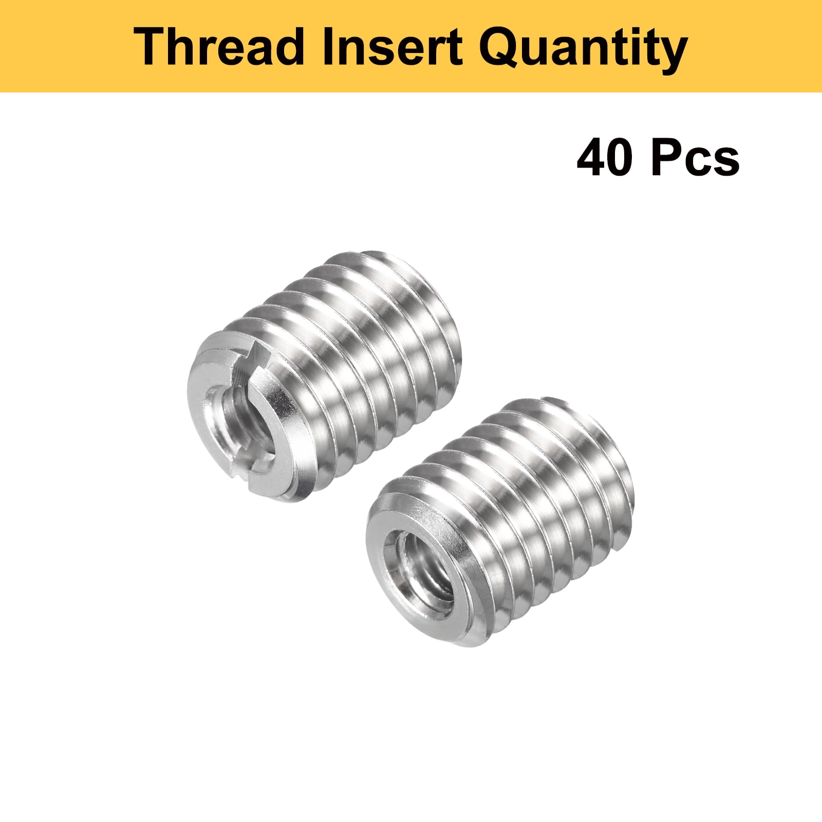 Uxcell 40pcs Thread Repair Inserts M12 x 1.75 Male to M6 x 1 Female Thread 15mm Long Stainless Steel Reducing Nuts Metric Self Tapping Sleeves