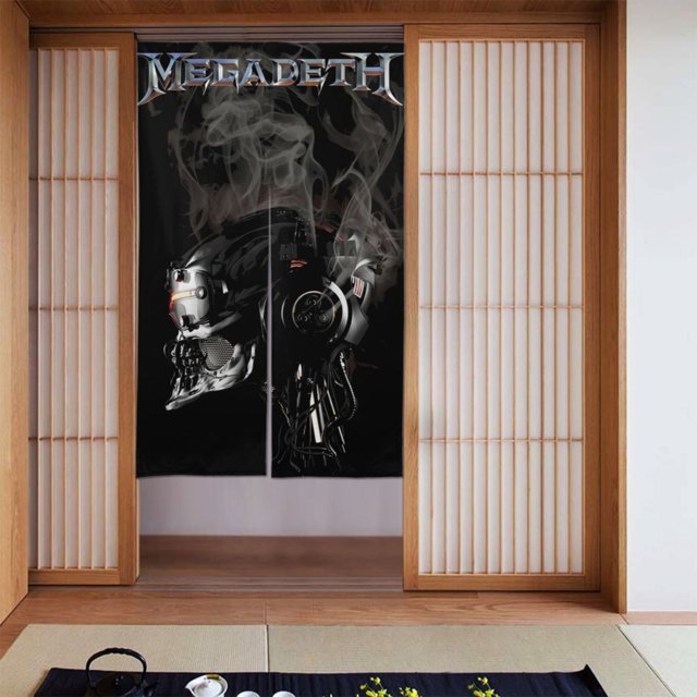 Cortina de puerta semiopaca con patrón de patchwork de dos piezas Megadeth, cortinas opacas decorativas para dormitorio, sala de estar, decoración de habitación de niños, 34 x 56 pulgadas, tamaño