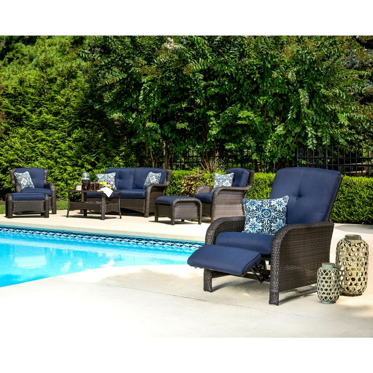 Hanover Strathmere Wicker and Steel Outdoor Patio Lounge Chair