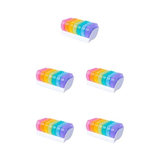 bedienty Plastic 7 Days Pill Case with Lids Portable Refillable Container Holder Box Organizer Personal Supplies 1Pc 5Set
