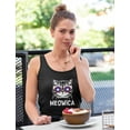 thumbnail image 3 of Meowica Women's Racerback Tank Top - Patriotic USA Cat Graphic Tee - Perfect 4th of July Celebration Apparel - Ideal Gift for Cat Lovers and Patriotic Enthusiasts - Small Black, 3 of 6