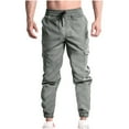 thumbnail image 2 of ZHUGeLI Mens Casual Cargo Joggers Pants Elastic Waist Drawstring Stretch Relaxed Fit Work Pants Tapered Sweatpants, 2 of 8