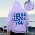 thumbnail image 2 of Mens Christian Jesus Hoodies Faith Religious Graphic Hooded Sweatshirt Spirng Fall Tops Purple M, 2 of 7