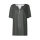 thumbnail image 5 of Camiseta para Mujer Camiseta Estampada Botón Manga Corta Diario Fin de Semana Moda Básica Cuello en V Top Regular Gris/M, 5 of 7