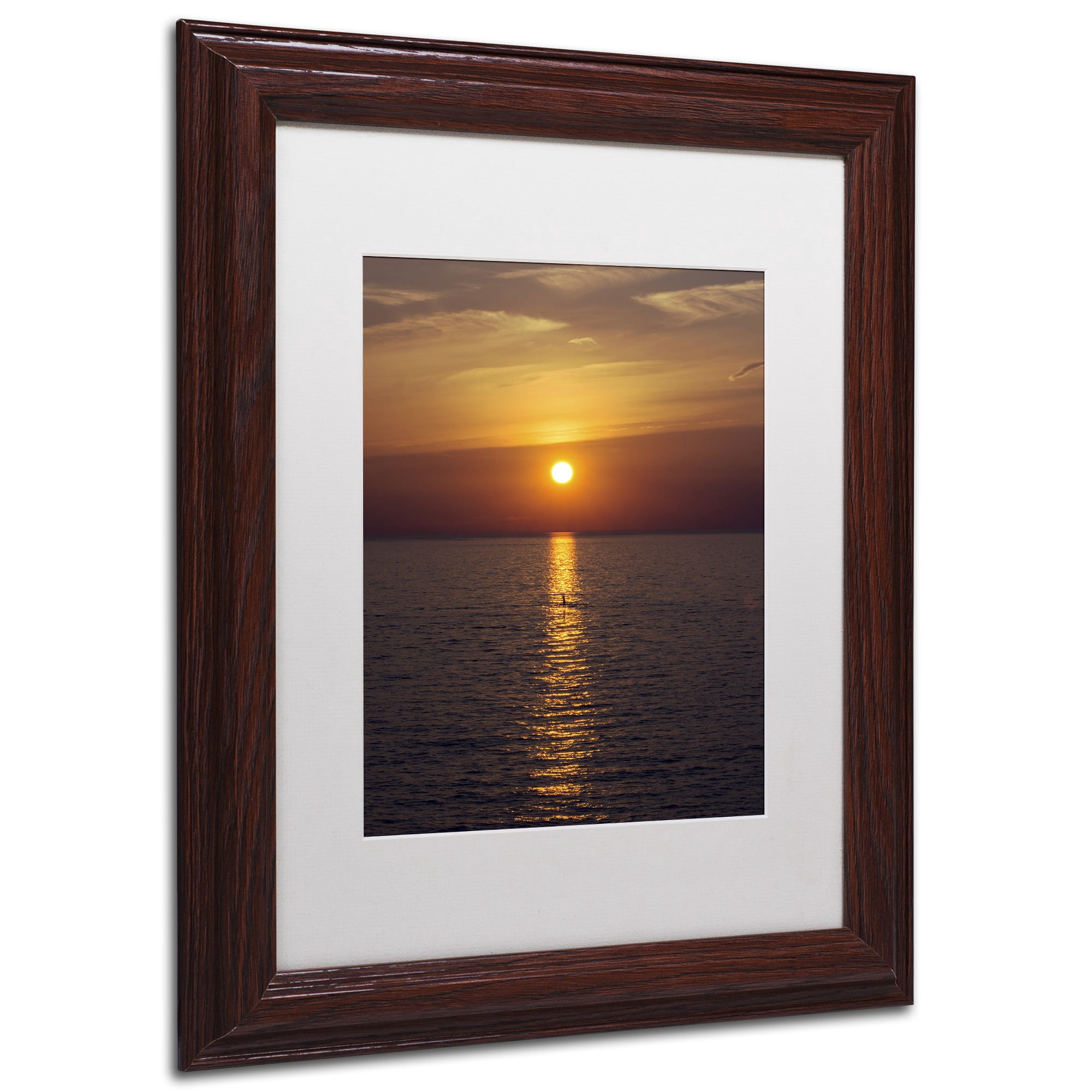 Trademark Fine Art "Sunset Paddleboard" Canvas Art by Kurt Shaffer, White Matte, Wood Frame
