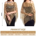 thumbnail image 4 of Sequin Crochet Poncho Cover Up for Women Fringe Asymmetrical Beach Vacation Top, 4 of 5