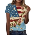 thumbnail image 2 of YTCAMLO Oversized American Flag Womens Graphic Tees Casual Floral Printed Short Sleeve Shirts 4th of July Patriotic Tunic Tops, A L, 2 of 5