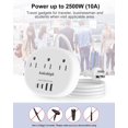 thumbnail image 3 of Adaptador de enchufe de Australia a EE. UU. con 3 salidas y 4 puertos USB, 3 of 7