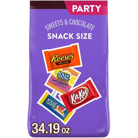 Jolly Rancher, Kit Kat And Reese's Assorted Flavored Snack Size Candy, Party Pack 34.19 oz